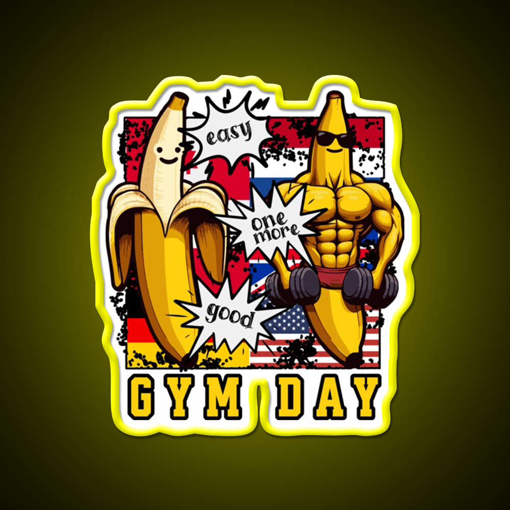 Bodybuilding Gym Day With Banana Gym Fitness Led Neon Sign Rgb Color - LED neon sign view 7