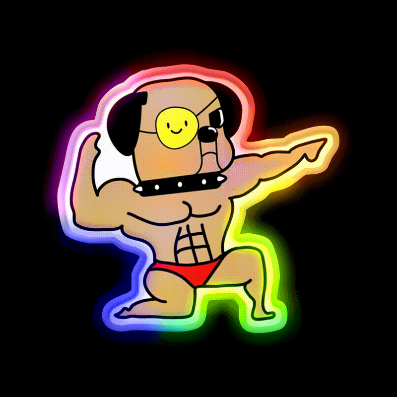 Bodybuilding Posing Dog Gym Fitness Led Neon Sign Rgb Color