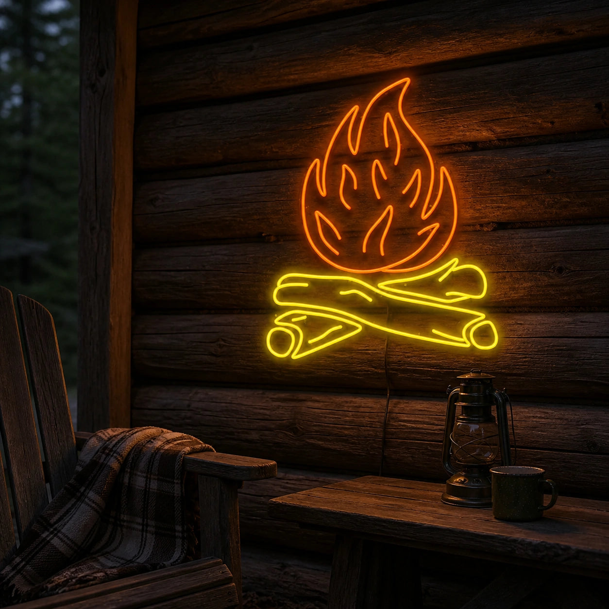 Bonfire Dark Wall Vintage LED Neon Sign real lifestyle scene