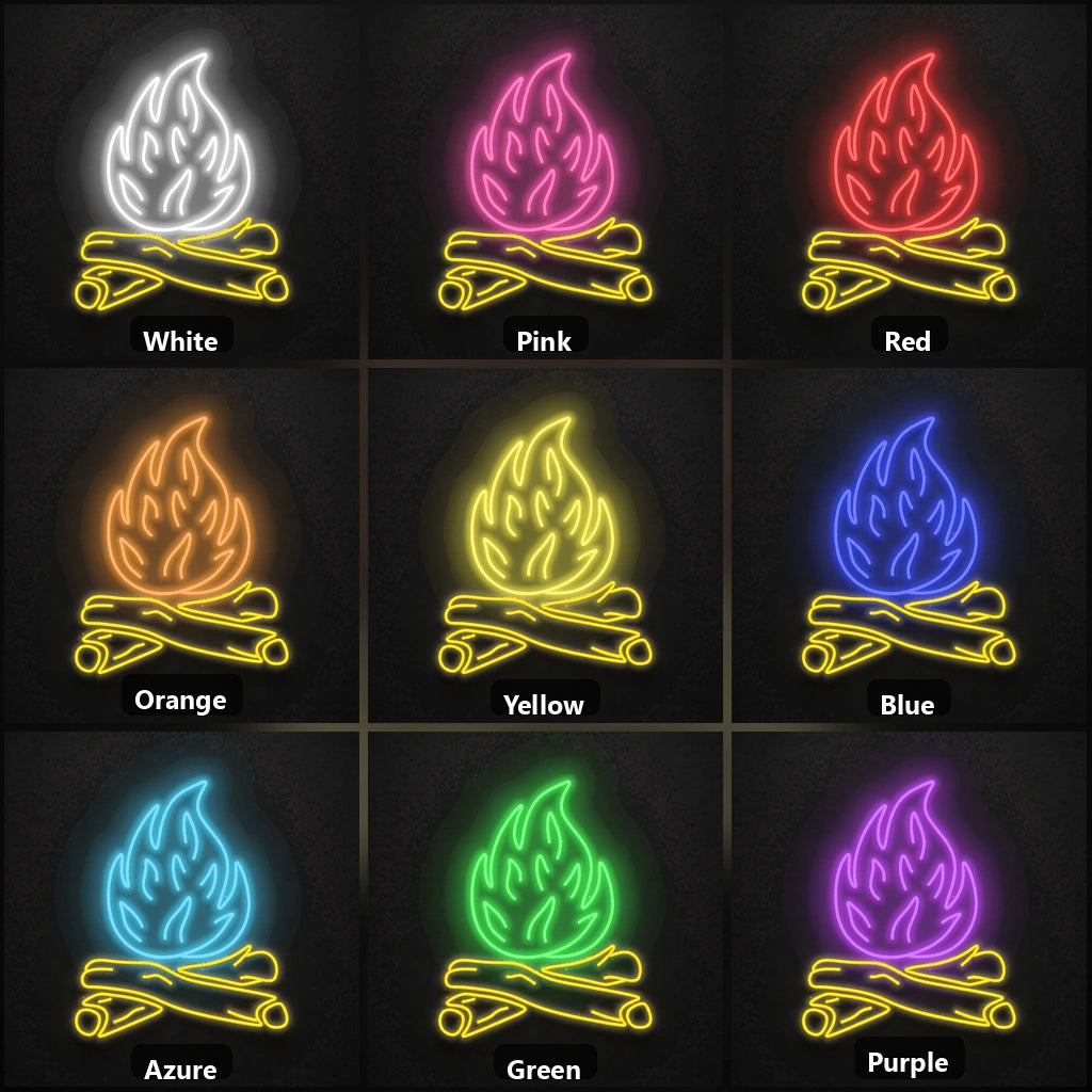 Bonfire Dark Wall Vintage LED Neon Sign color grid
