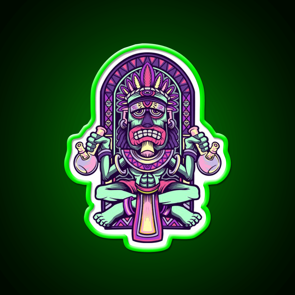 Bong Tiki Weed Hemp Inspired Green Leaf Led Neon Sign Rgb Color - Shineneon