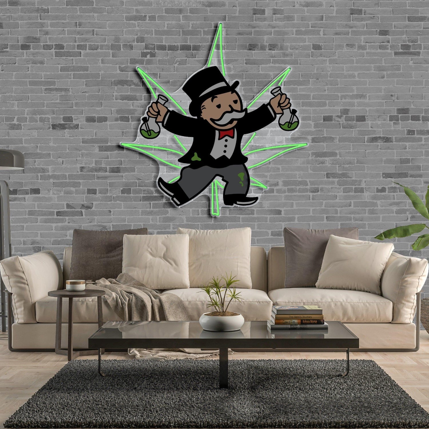 Bongopoly Green Cartoon Led Neon Sign For Home Decor Wall Art | Shineneon