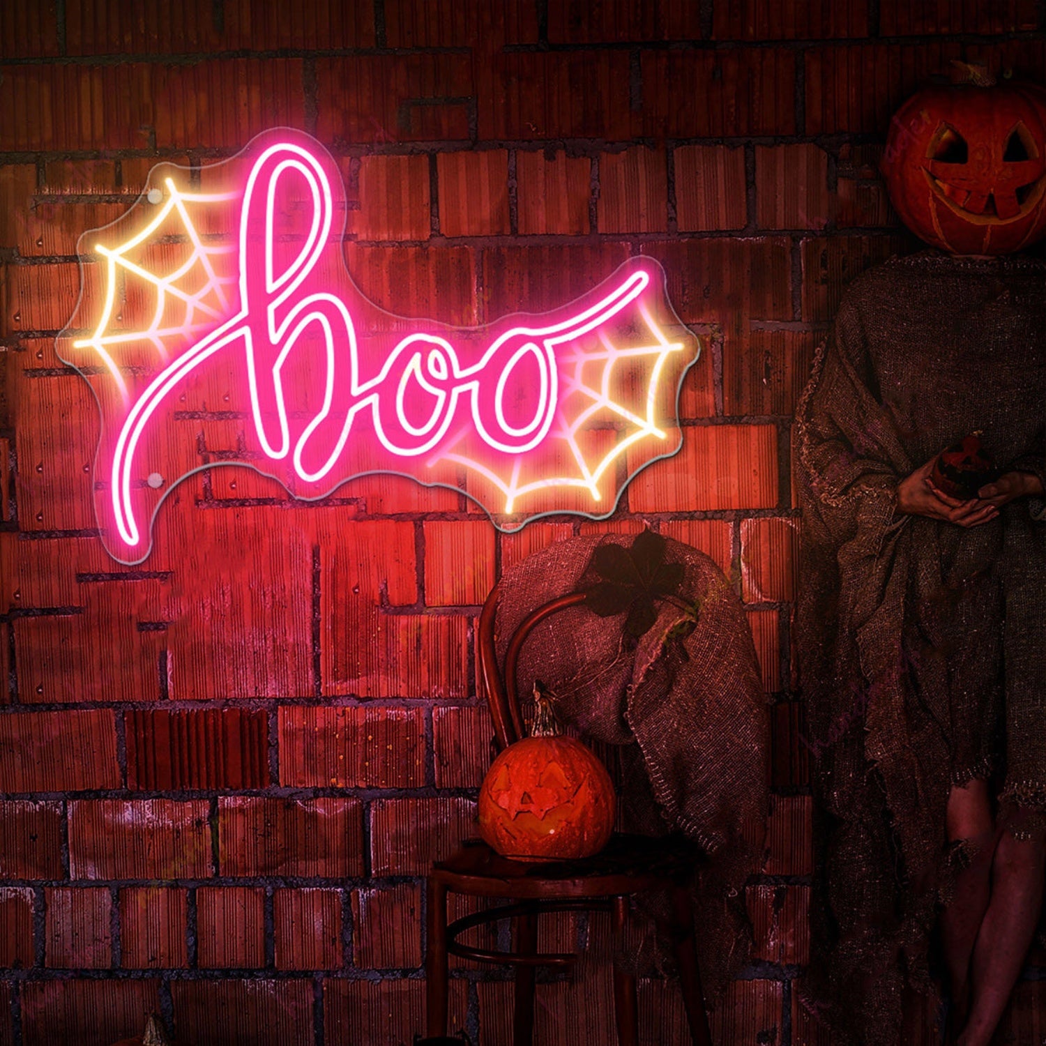 Boo Spider Web Neon Sign Halloween Neon Sign | Shineneon