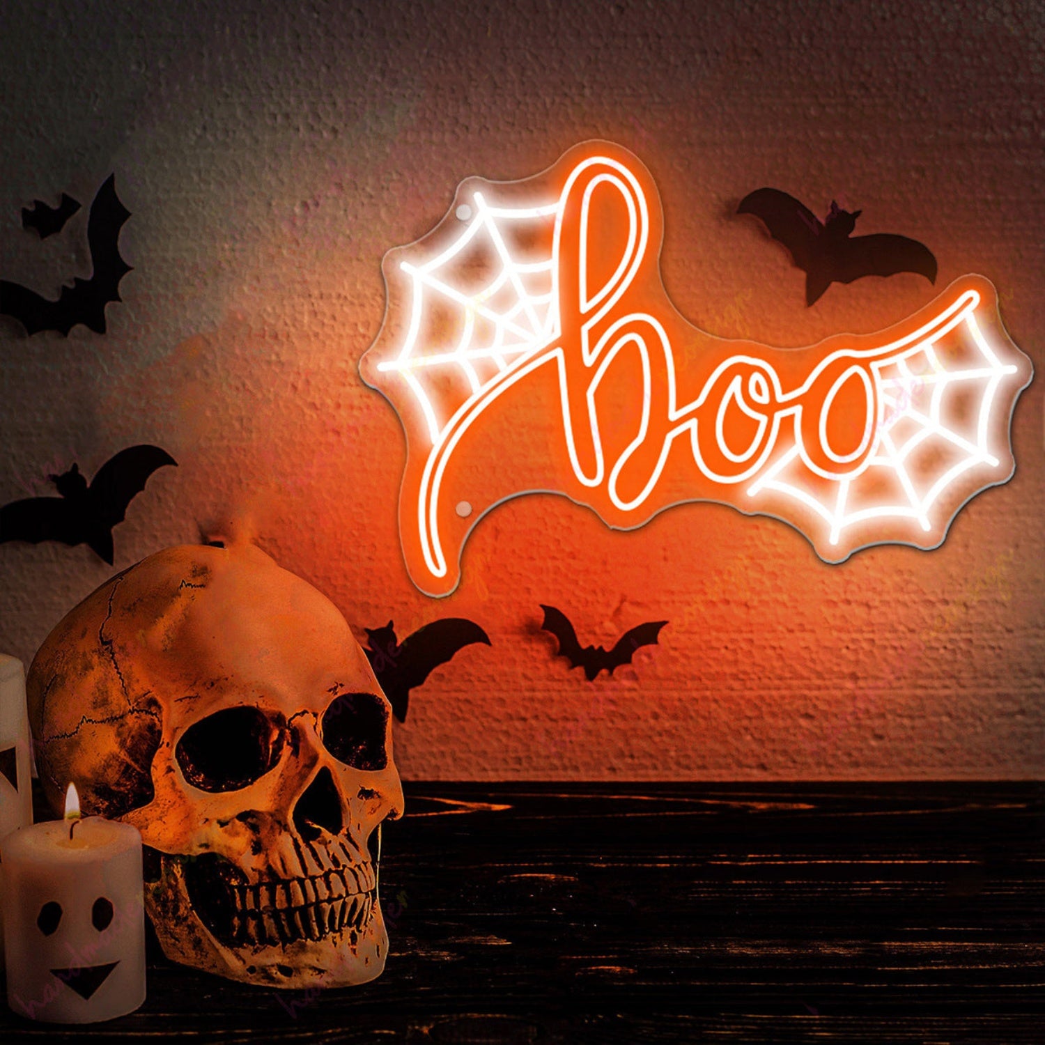 Boo Spider Web Neon Sign Halloween Neon Sign | Shineneon