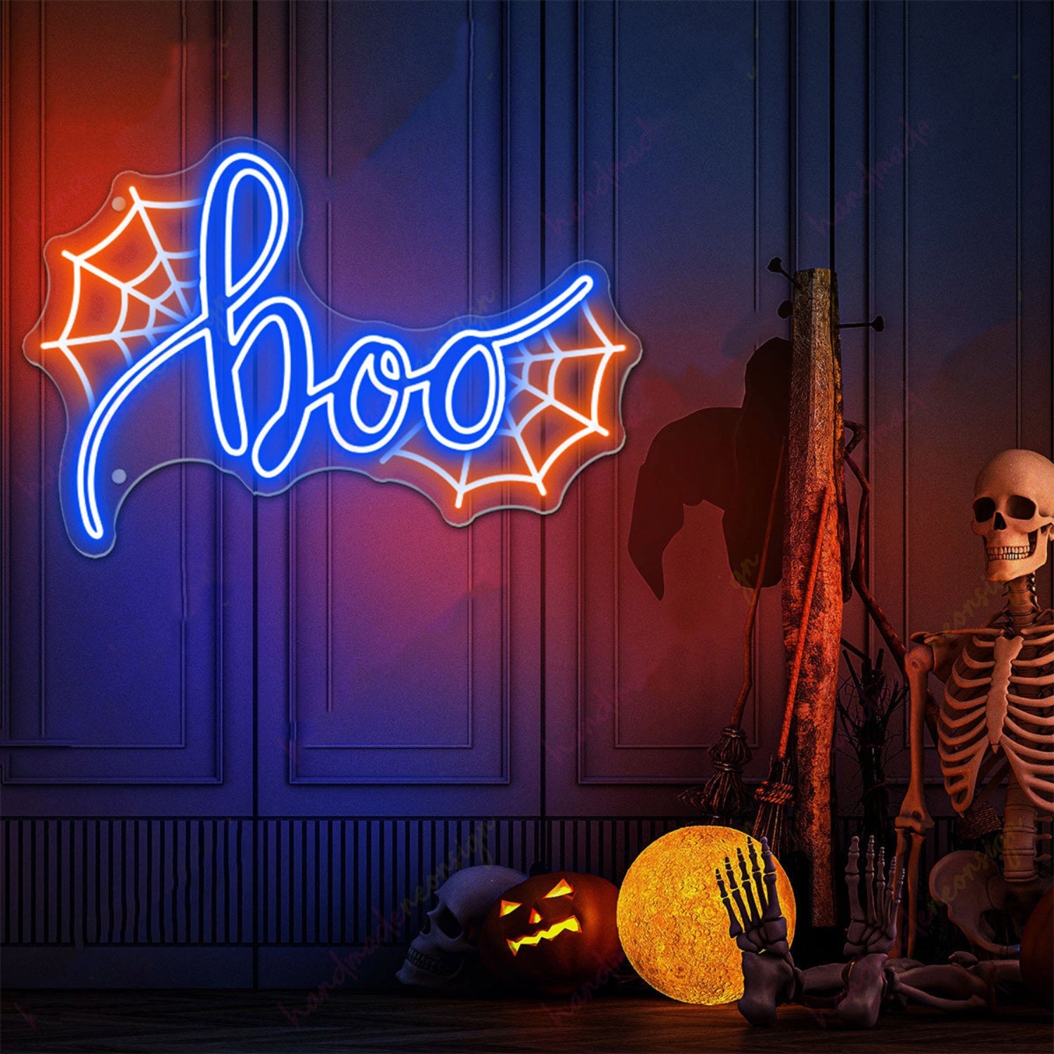 Boo Spider Web Neon Sign Halloween Neon Sign | Shineneon