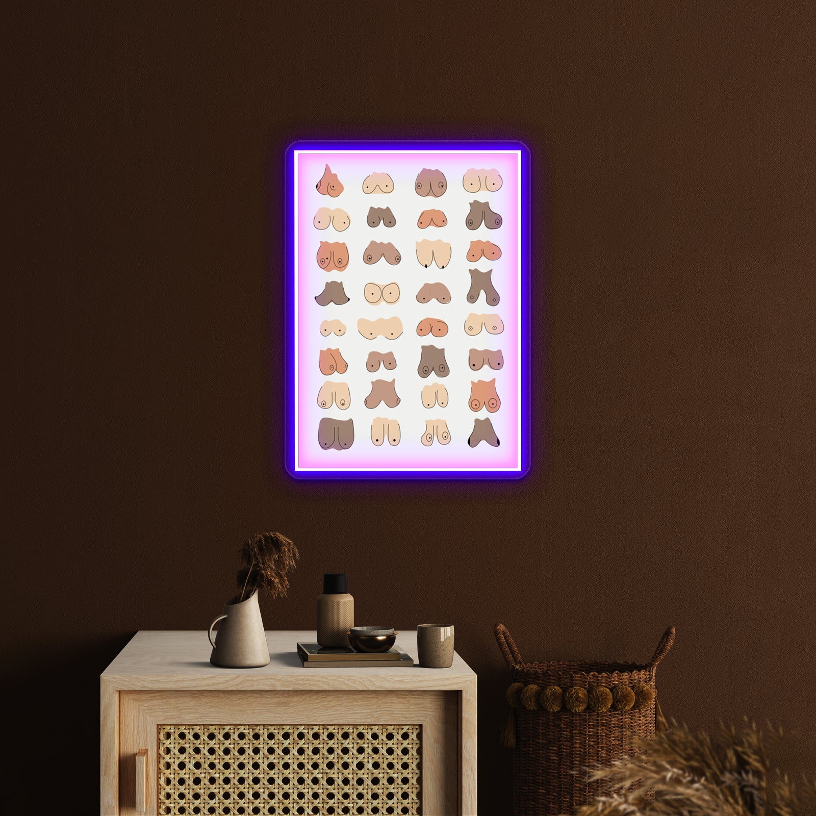 Boobs Come In All Shapes And Sizes Colourful Wall Artwork Neon Signs | Shineneon