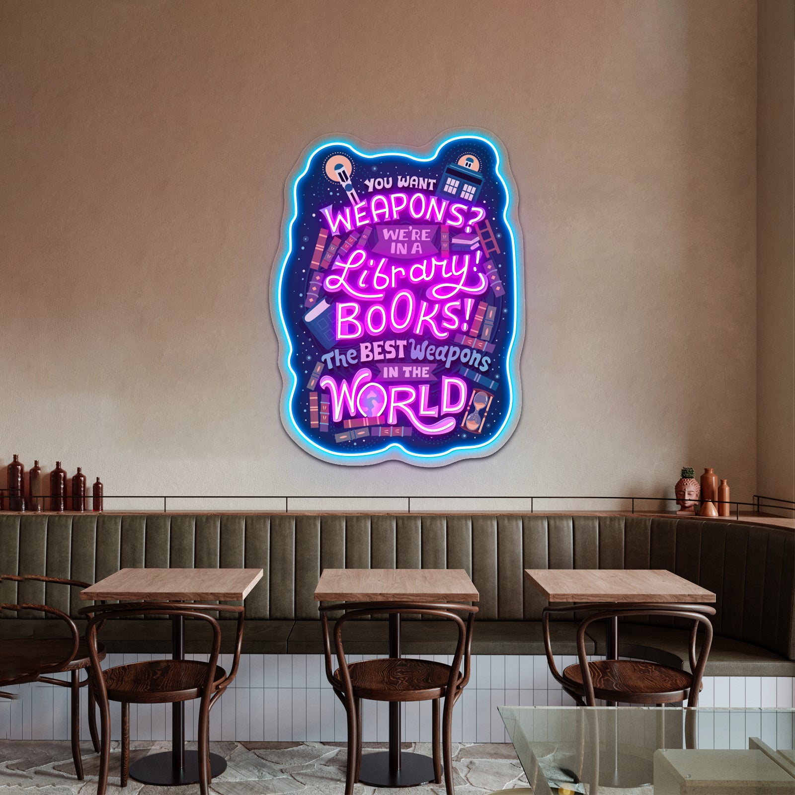 Books Are The Best Weapons Artwork Led Neon Sign