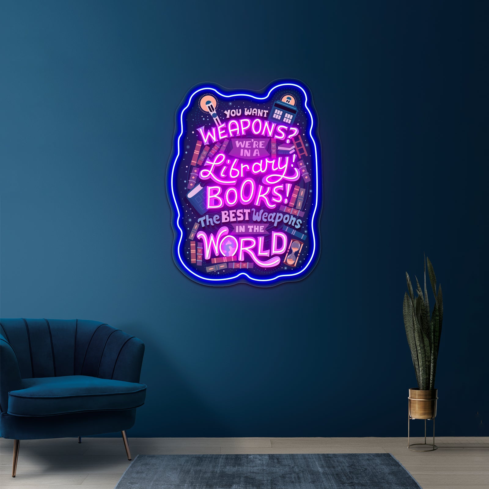 Books Are The Best Weapons Artwork Led Neon Sign