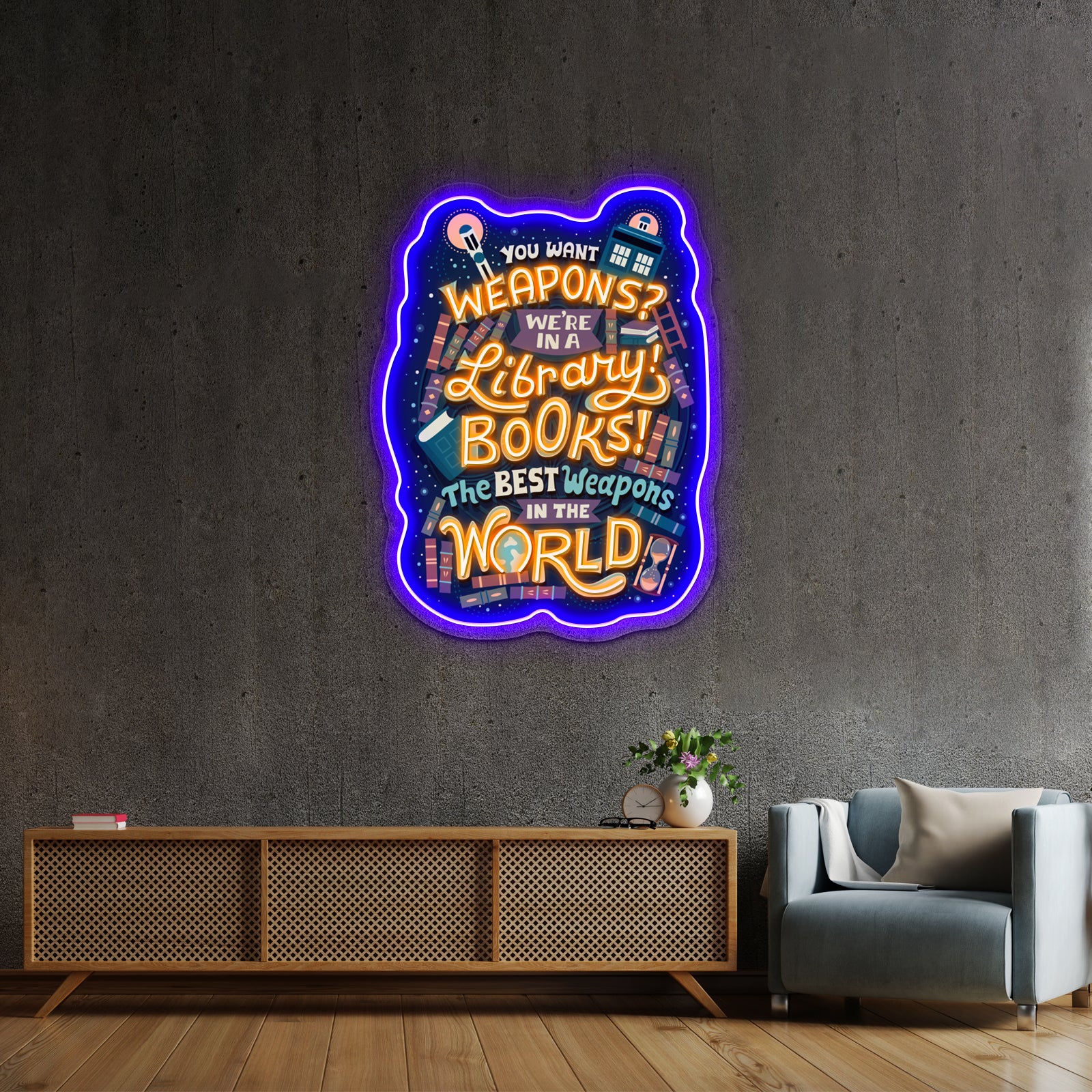 Books Are The Best Weapons Artwork Led Neon Sign