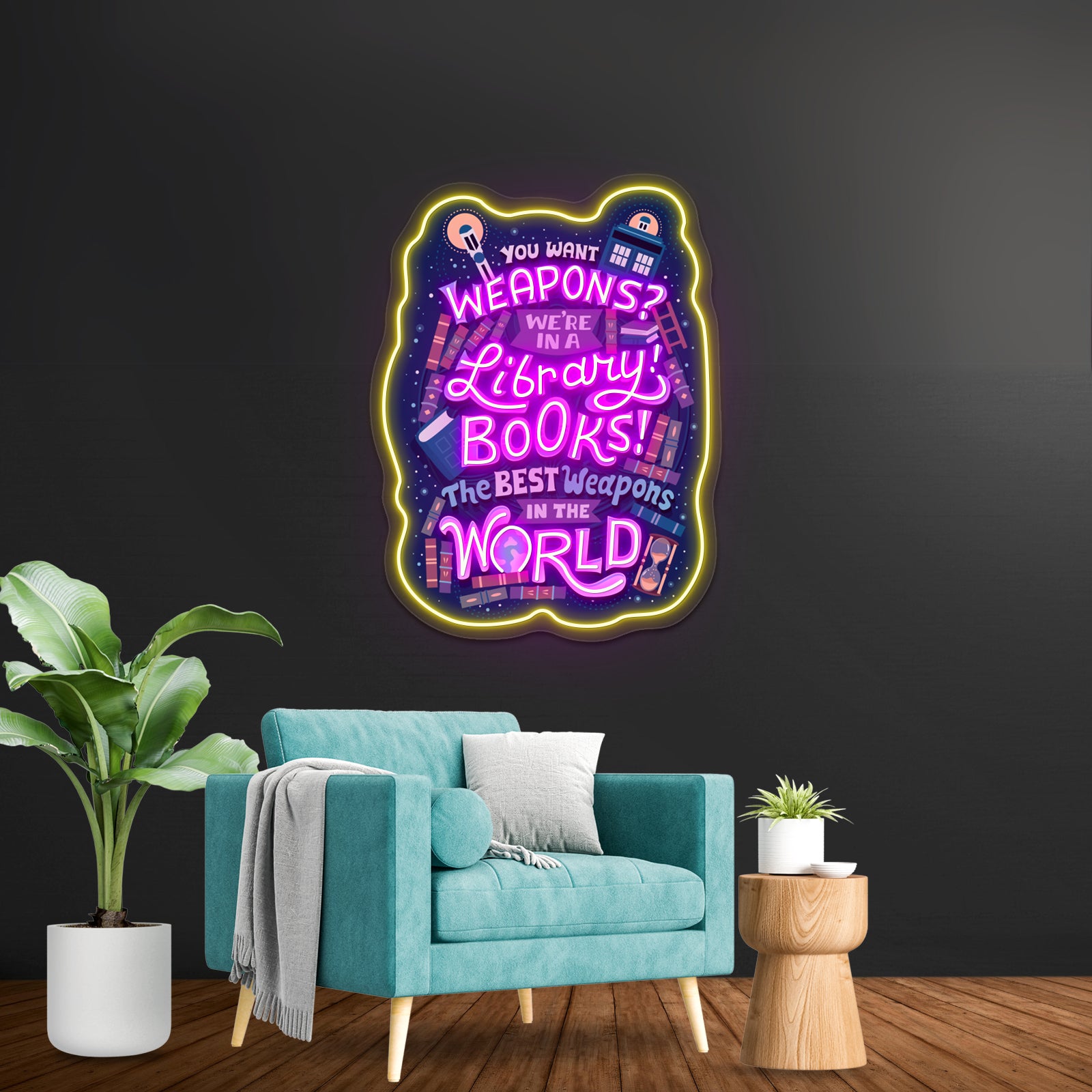 Books Are The Best Weapons Artwork Led Neon Sign