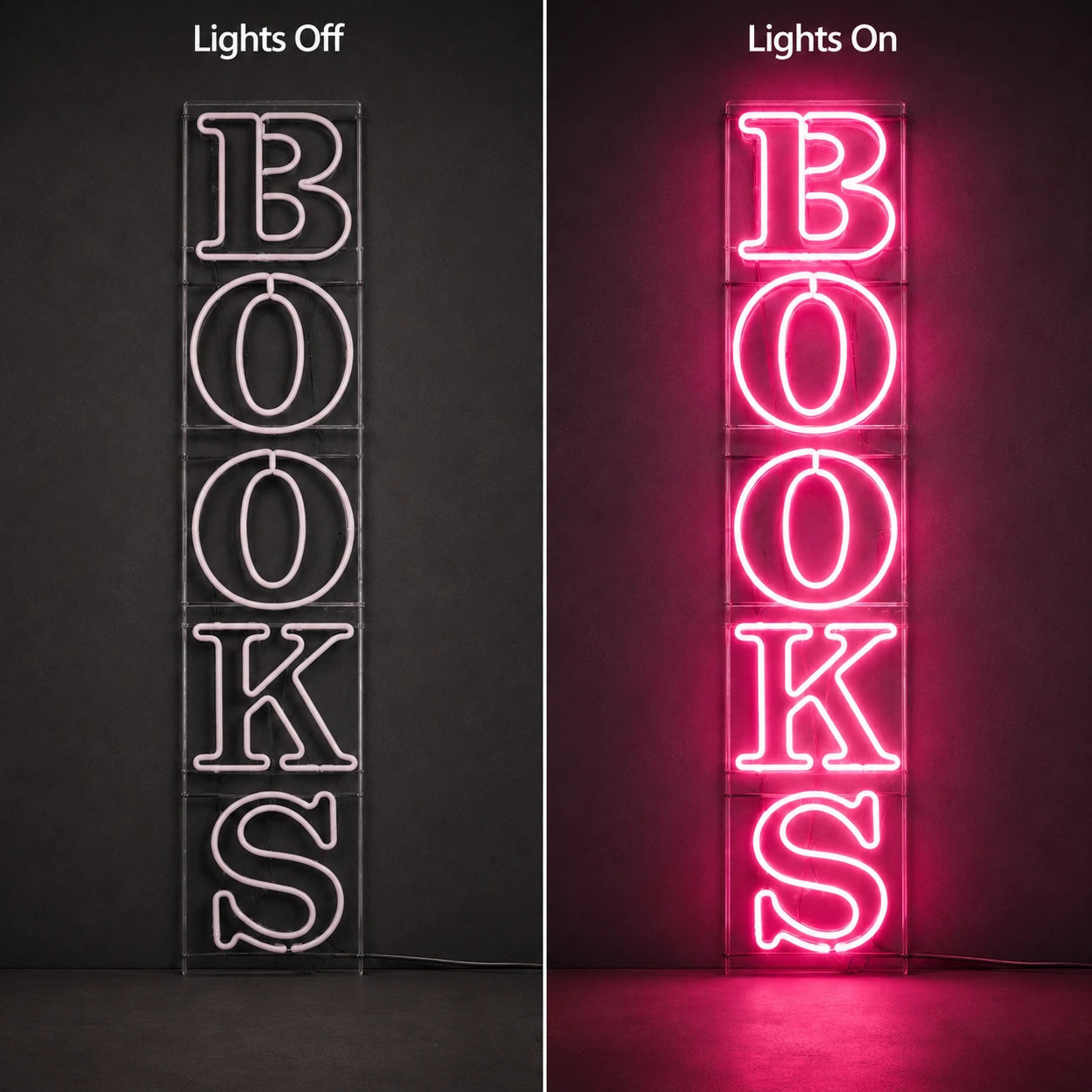 Books LED Neon Sign Home Wall Art - 06 Day Night Comparison