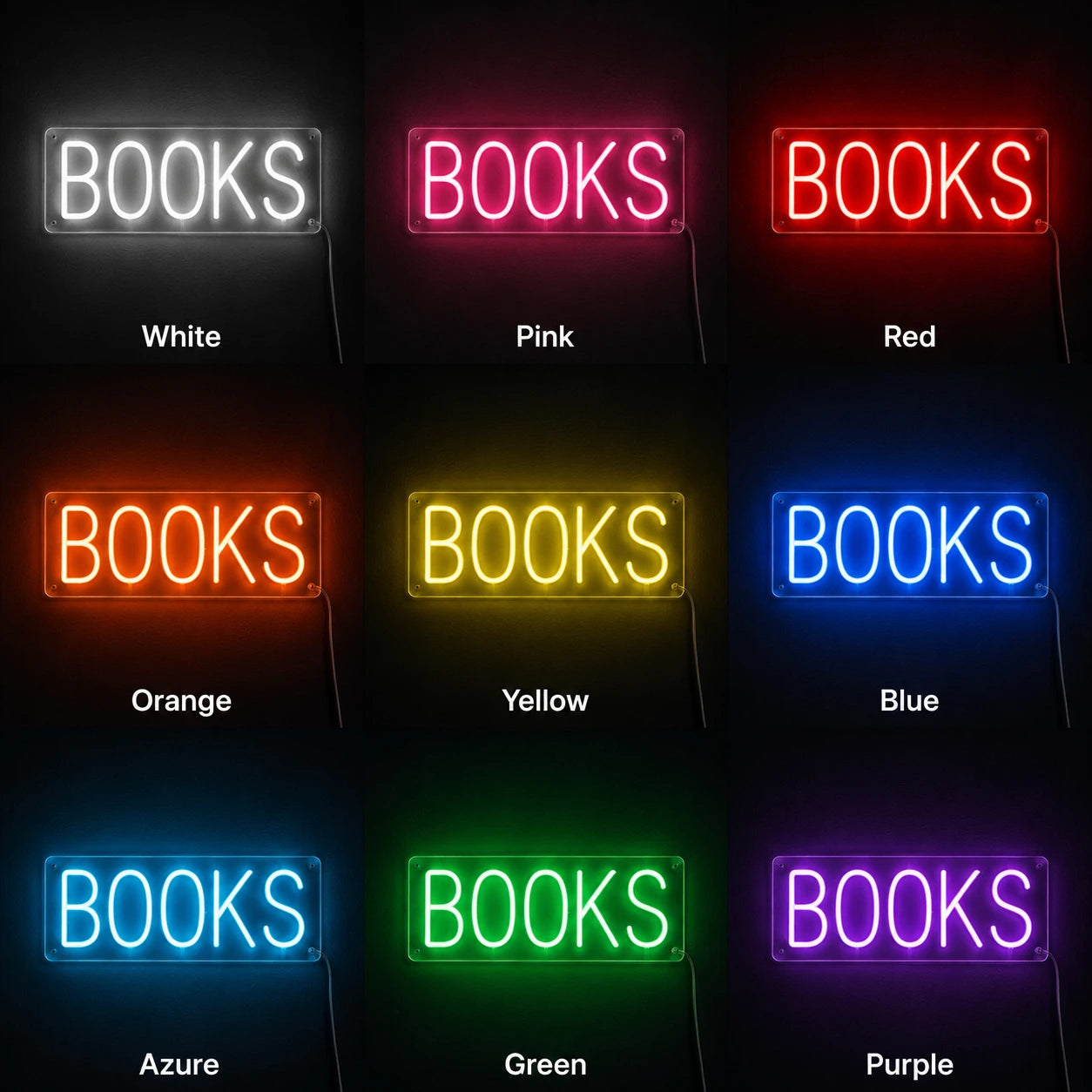 Books LED Neon Sign Wall Neon Sign - 05 Color Grid