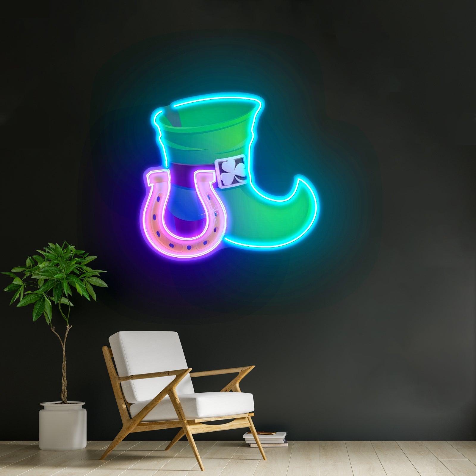 Boot And Horsehoe Neon Sign Saint Patrick Day Led Neon Signs - Shineneon