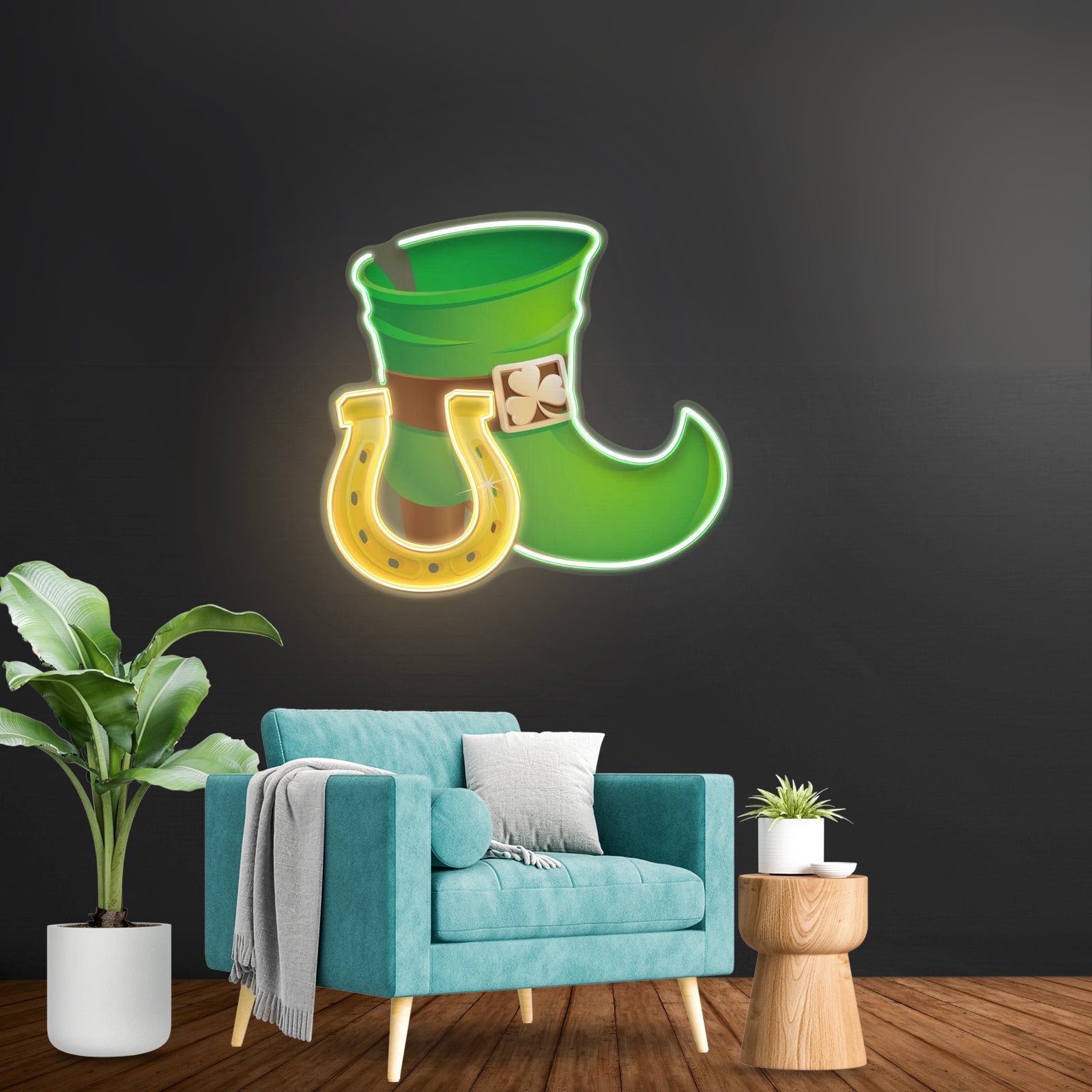 Boot And Horsehoe Neon Sign Saint Patrick Day Led Neon Signs - Shineneon