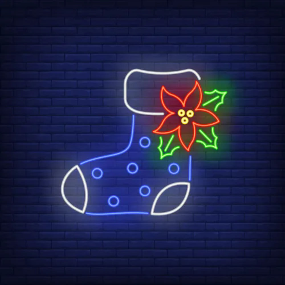 Boot Sock With Ponsettia Flower Led Neon Sign | Shineneon