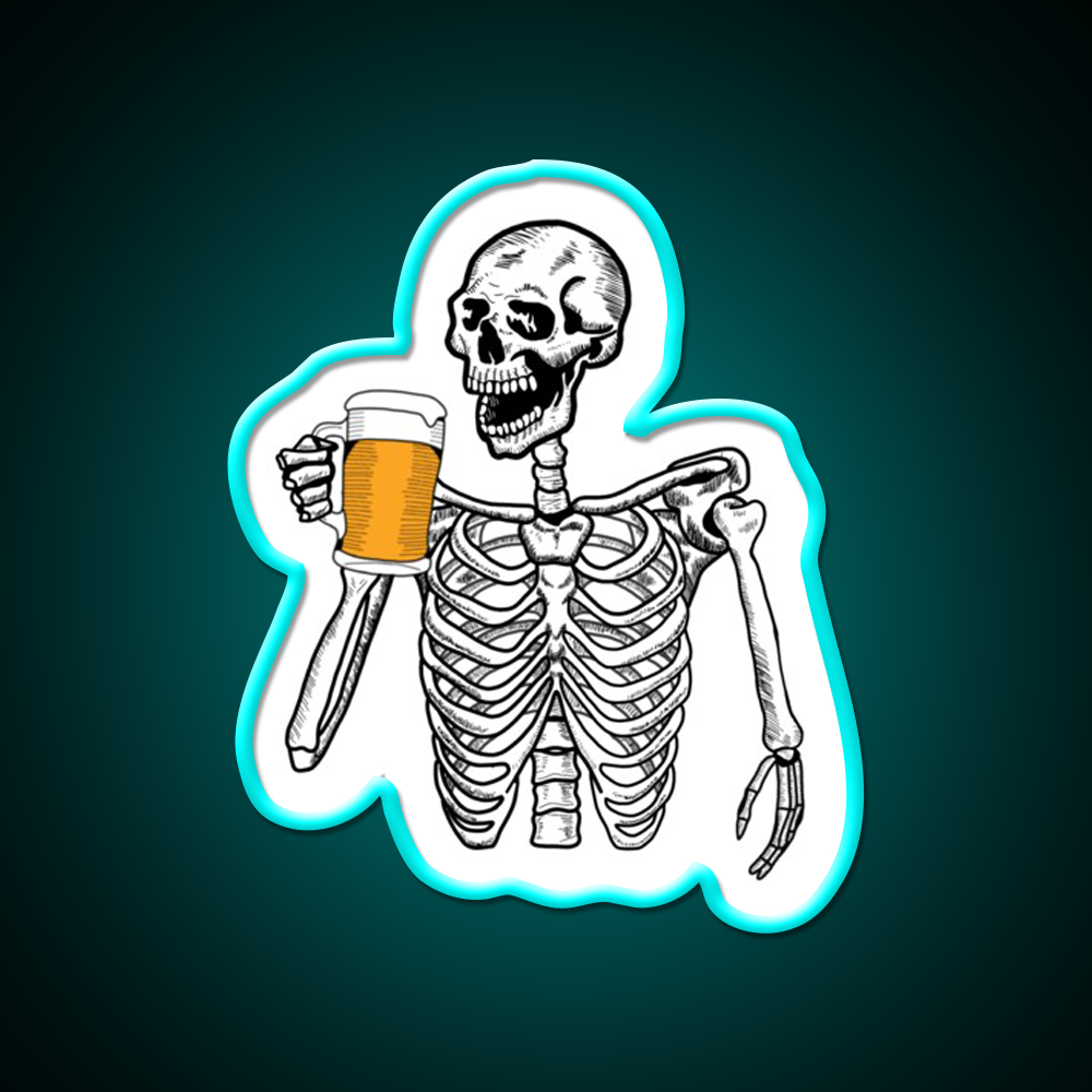 Boozy Skeleton Beer Bar Decor Led Neon Sign Rgb Color - Size and dimension reference