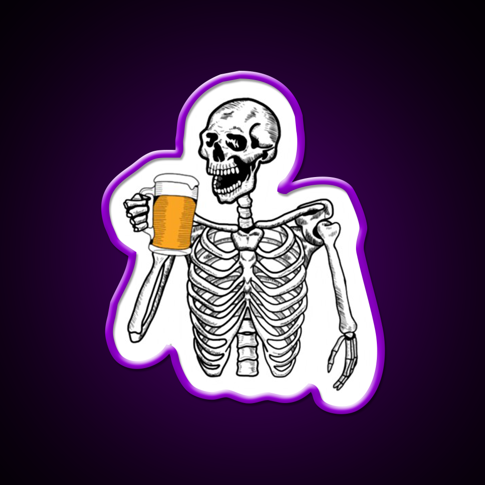 Boozy Skeleton Whiskey Drink Bar Led Neon Sign Rgb Color