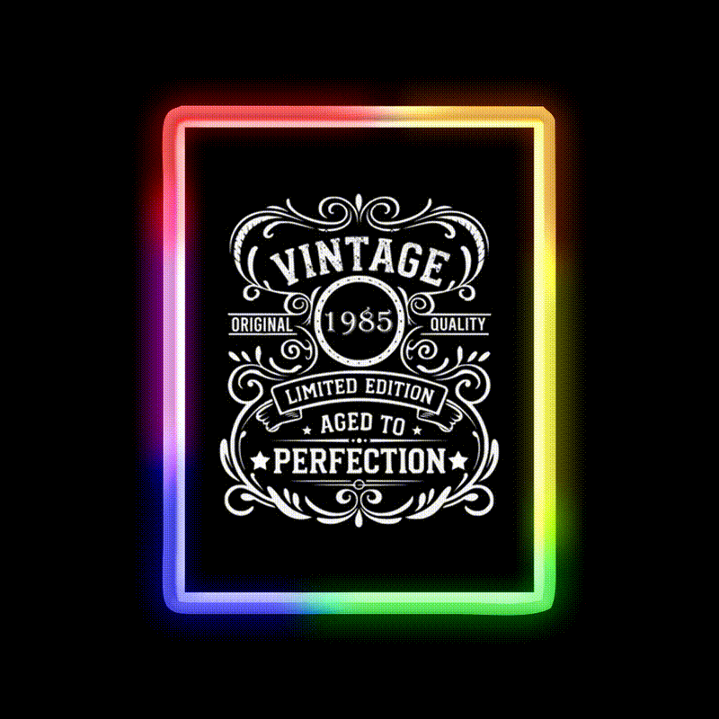 Born In 1985 Vintage 40Th Birthday Themed Whiskey Drink Bar Led Neon Sign Rgb Color