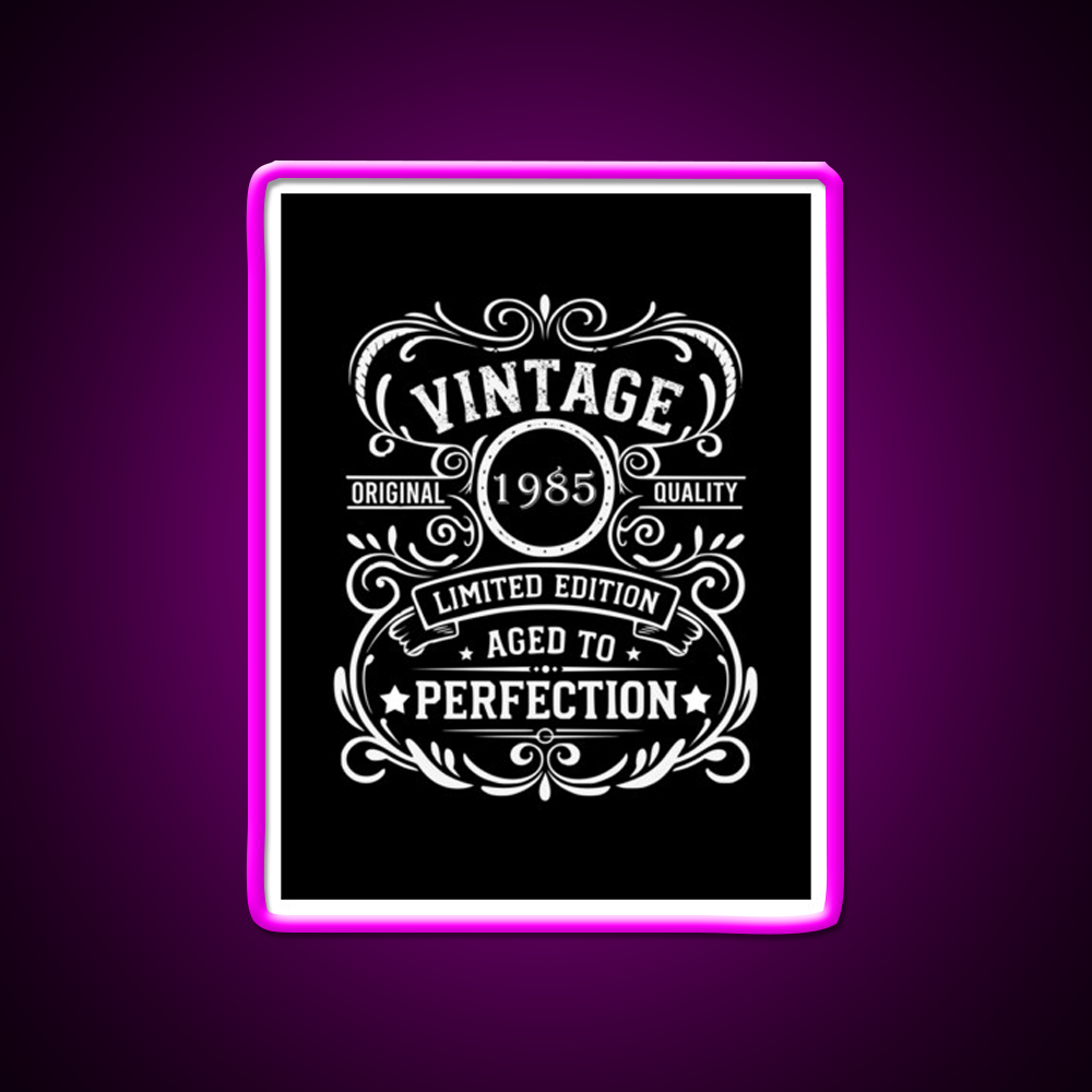 Born In 1985 Vintage 40Th Birthday Themed Whiskey Drink Bar Led Neon Sign Rgb Color