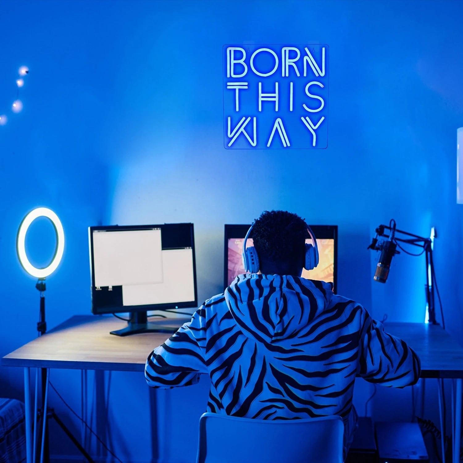 Born This Way Blue White Led Neon Sign For Bedroom Studio Party Decor | Shineneon