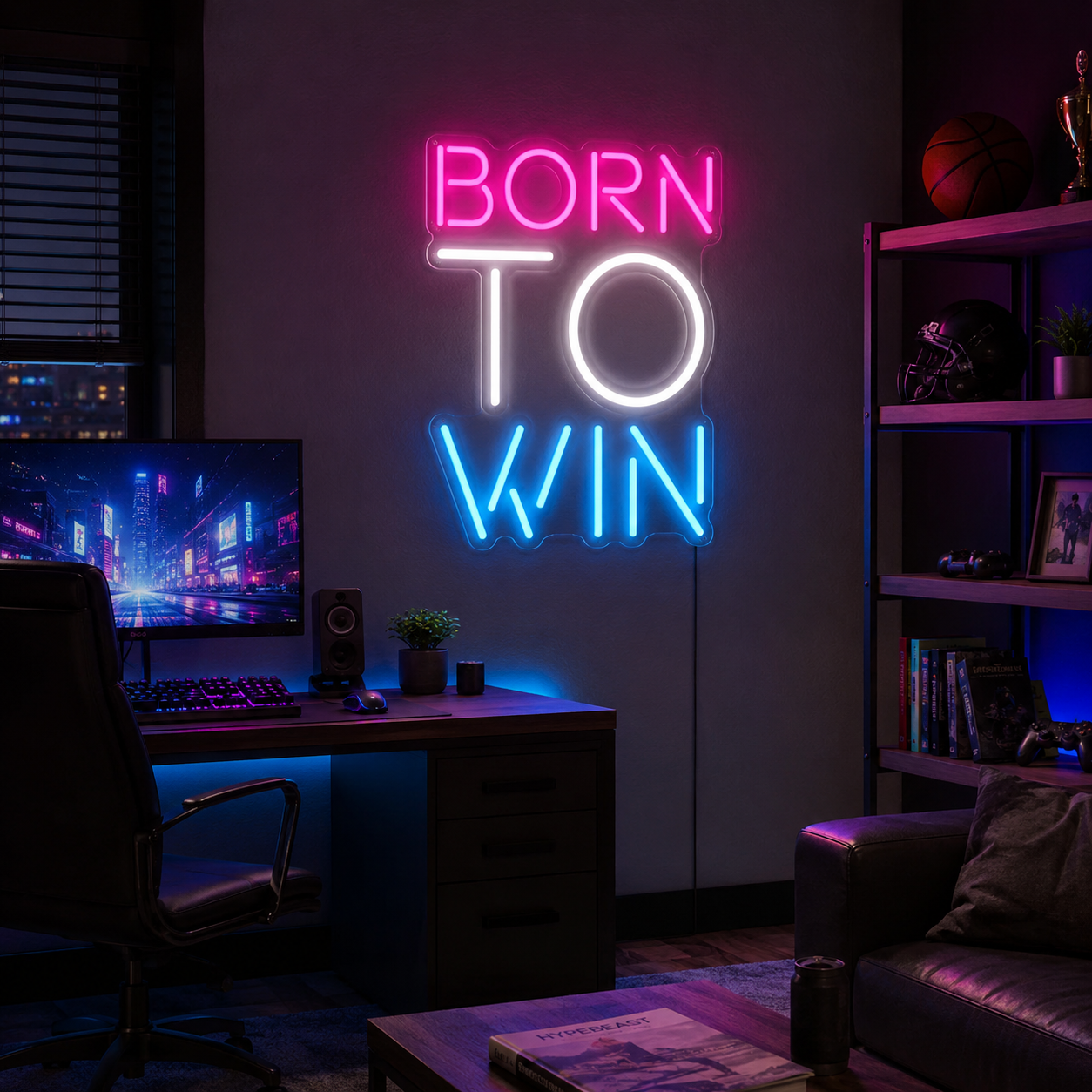 Born To Win LED Neon Sign - 03 Real Lifestyle Scene