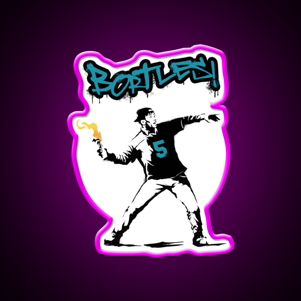 Bortles Cocktail Bar Decor Led Neon Sign Rgb Color - Neon sign mounted on wall in room