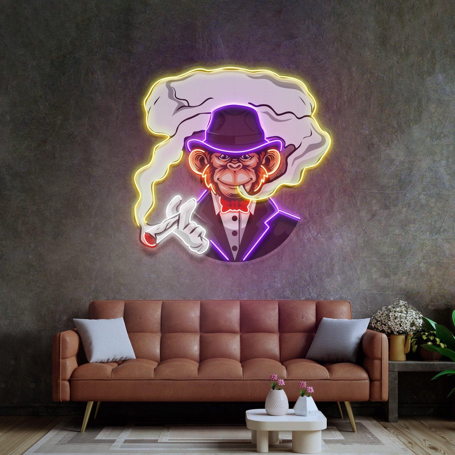Boss Monkey Blue Purple Pop Art Uv Printed Led Neon Sign For Home Office Decor | Shineneon