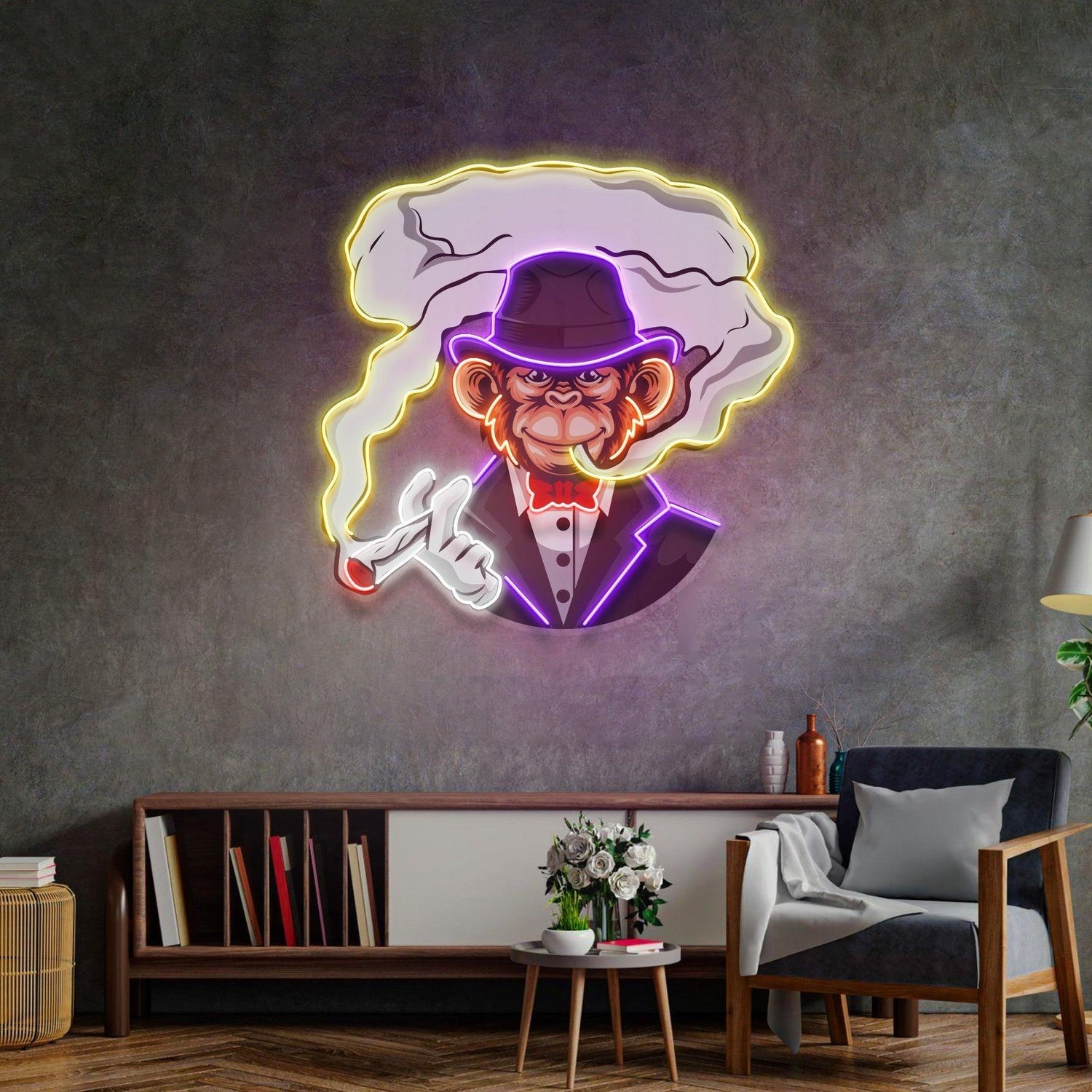 Boss Monkey Colorful Uv Printed Led Neon Sign Artwork For Retro Home Bar Wall Art | Shineneon