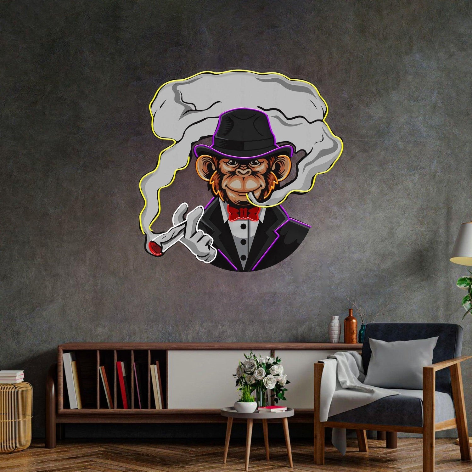 Boss Monkey Colorful Uv Printed Led Neon Sign Artwork For Retro Home Bar Wall Art | Shineneon