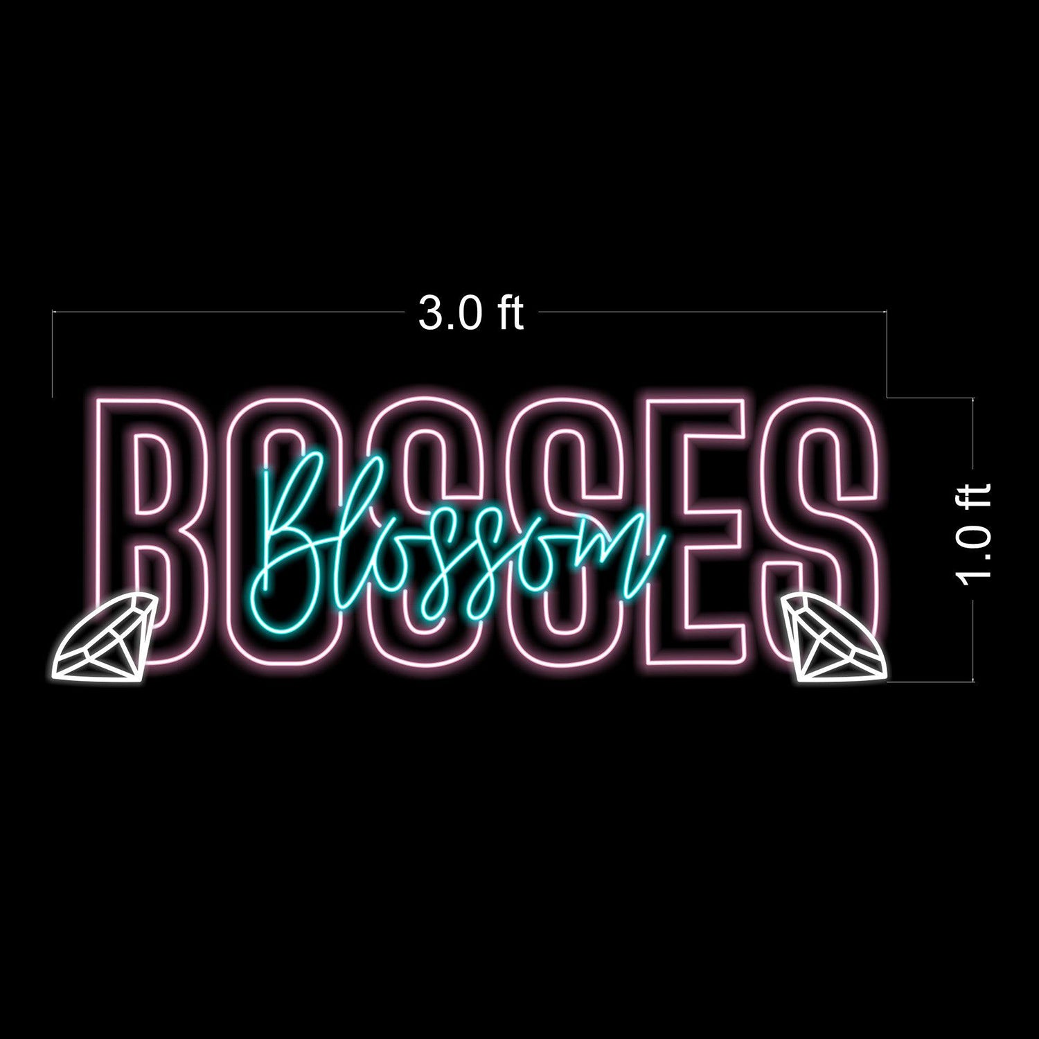Bosses Blossom Pink Teal Diamond Led Neon Sign For Shop Studio Decor | Shineneon