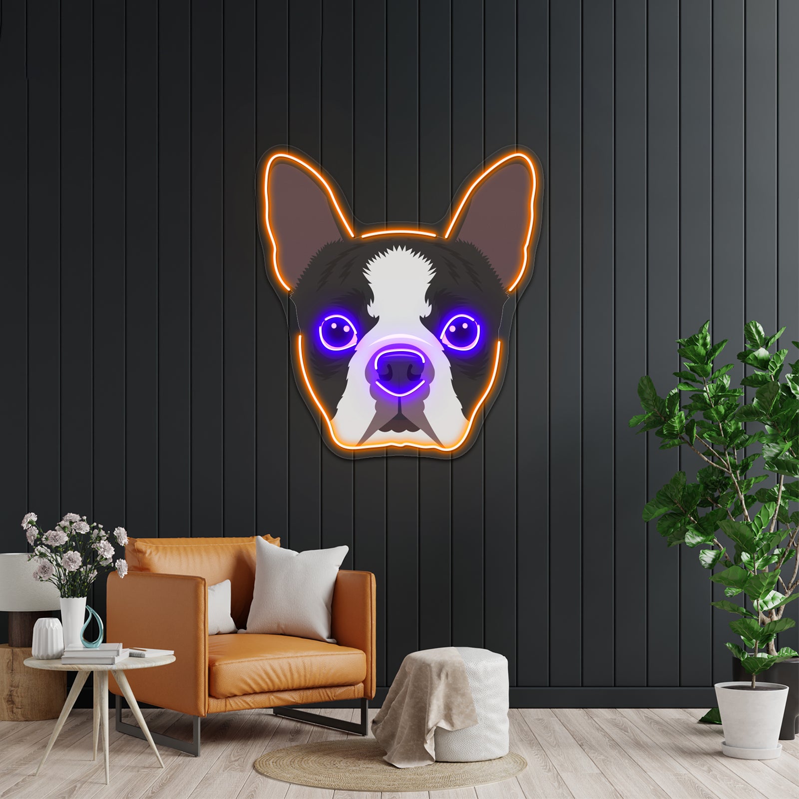 Boston Terrier Artwork Led Neon Sign