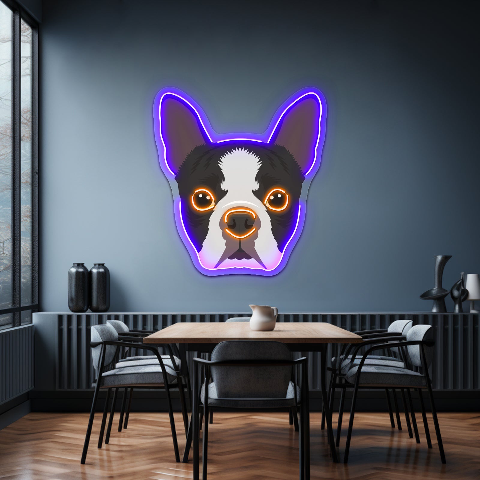 Boston Terrier Artwork Led Neon Sign
