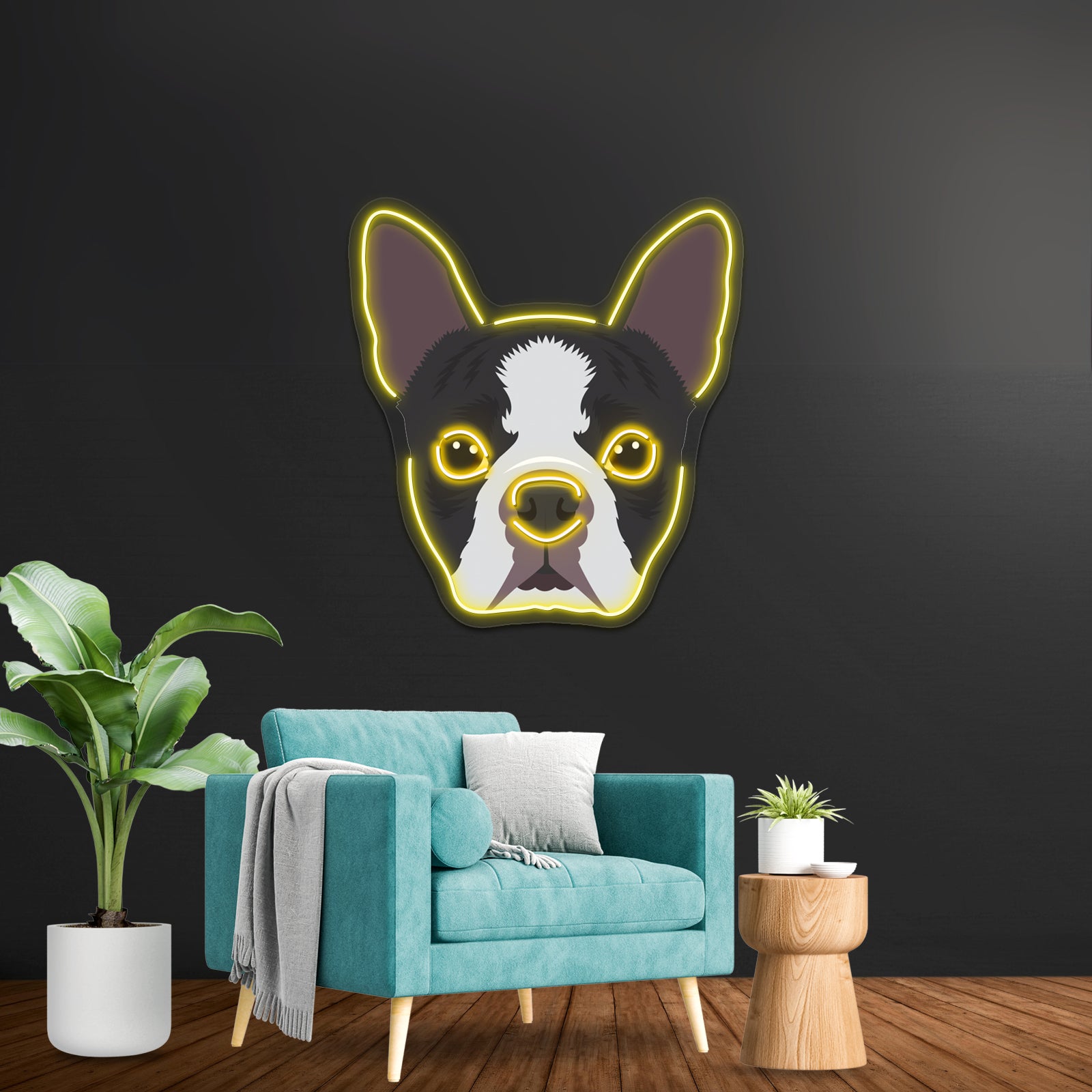 Boston Terrier Artwork Led Neon Sign