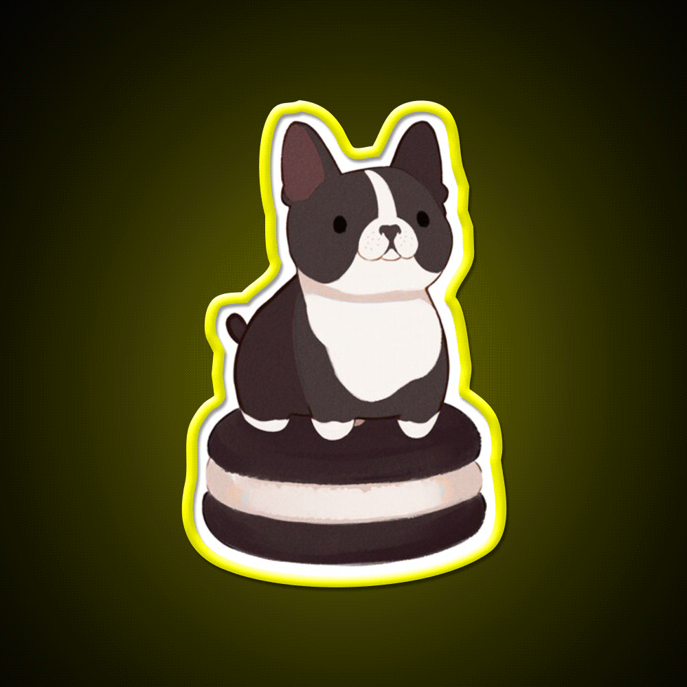 Boston Terrier Whoopie Pie Snack Food Led Neon Sign Rgb Color - Custom LED neon sign front view