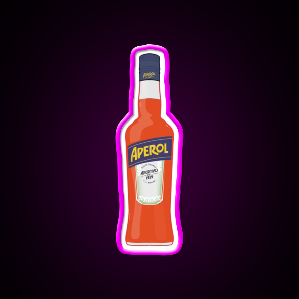 Bottle Of Aperol Cocktail Bar Decor Led Neon Sign Rgb Color - Neon sign mounted on wall in room