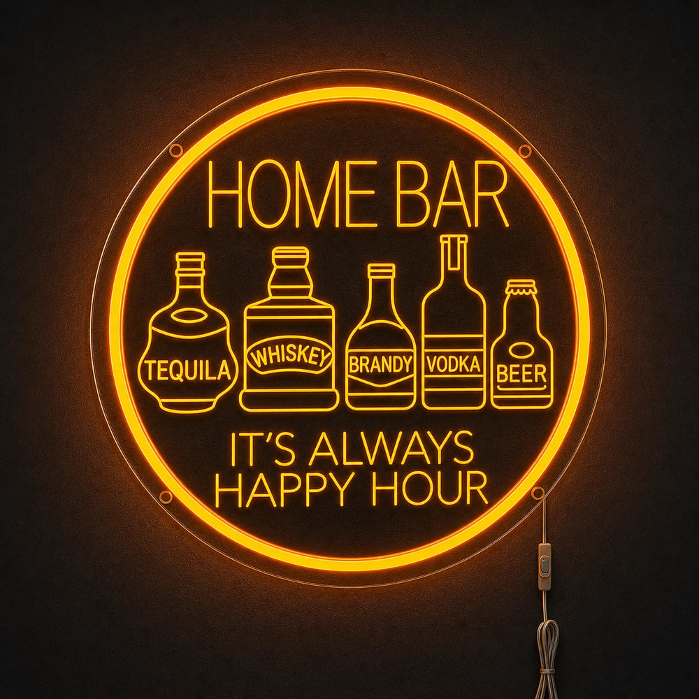 Bottles Happy Hour Neon Sign LED Neon Sign main product image