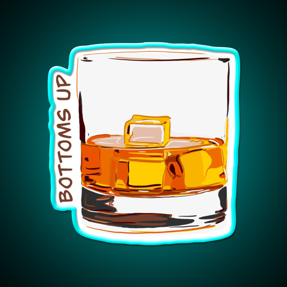 Bottoms Up Whiskey Drink Bar Led Neon Sign Rgb Color