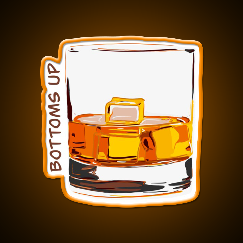 Bottoms Up Whiskey Drink Bar Led Neon Sign Rgb Color