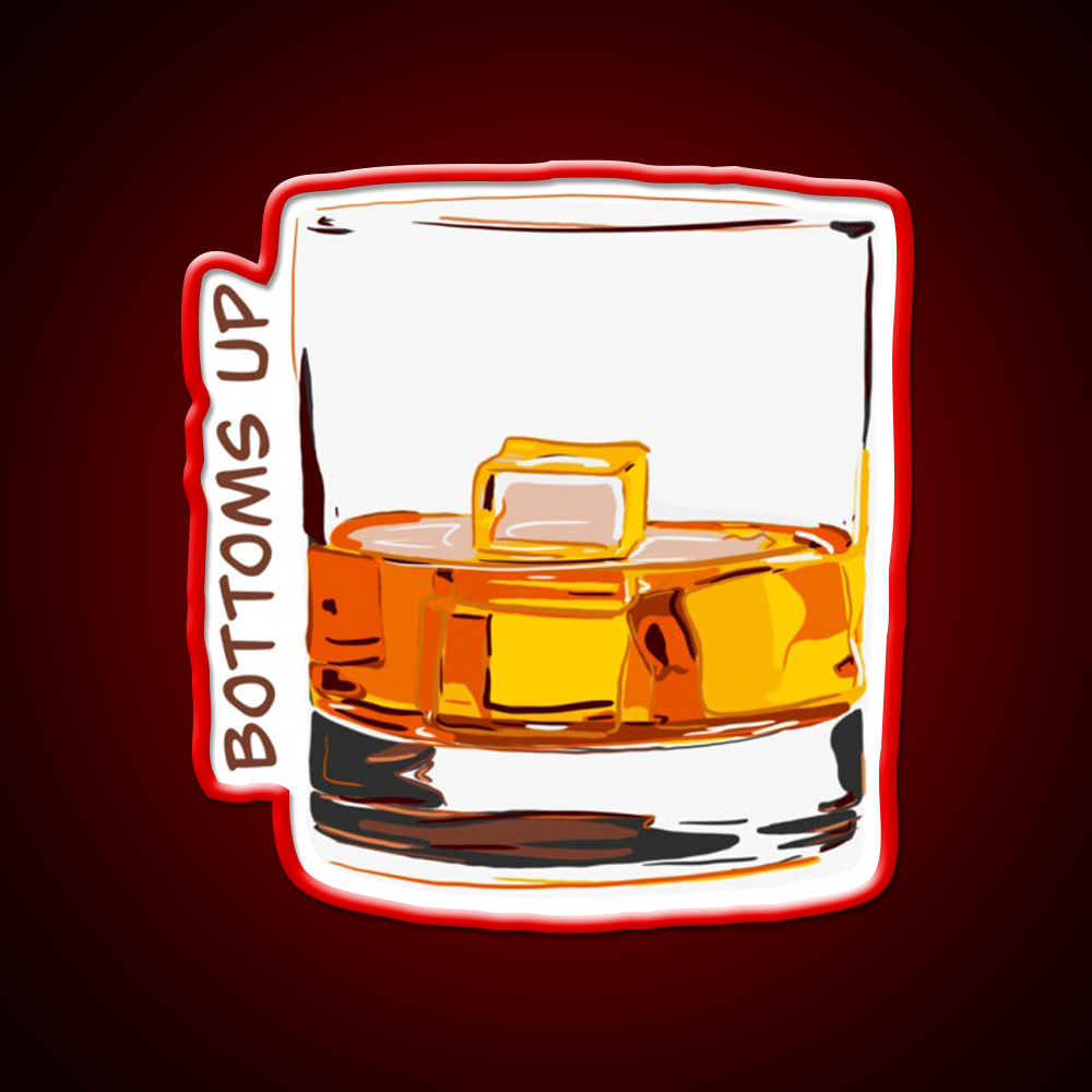 Bottoms Up Whiskey Drink Bar Led Neon Sign Rgb Color