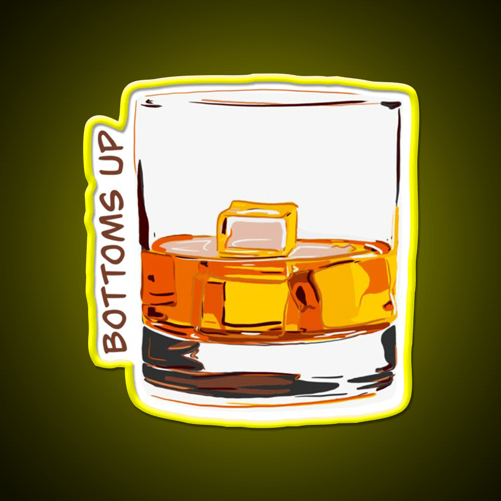 Bottoms Up Whiskey Drink Bar Led Neon Sign Rgb Color