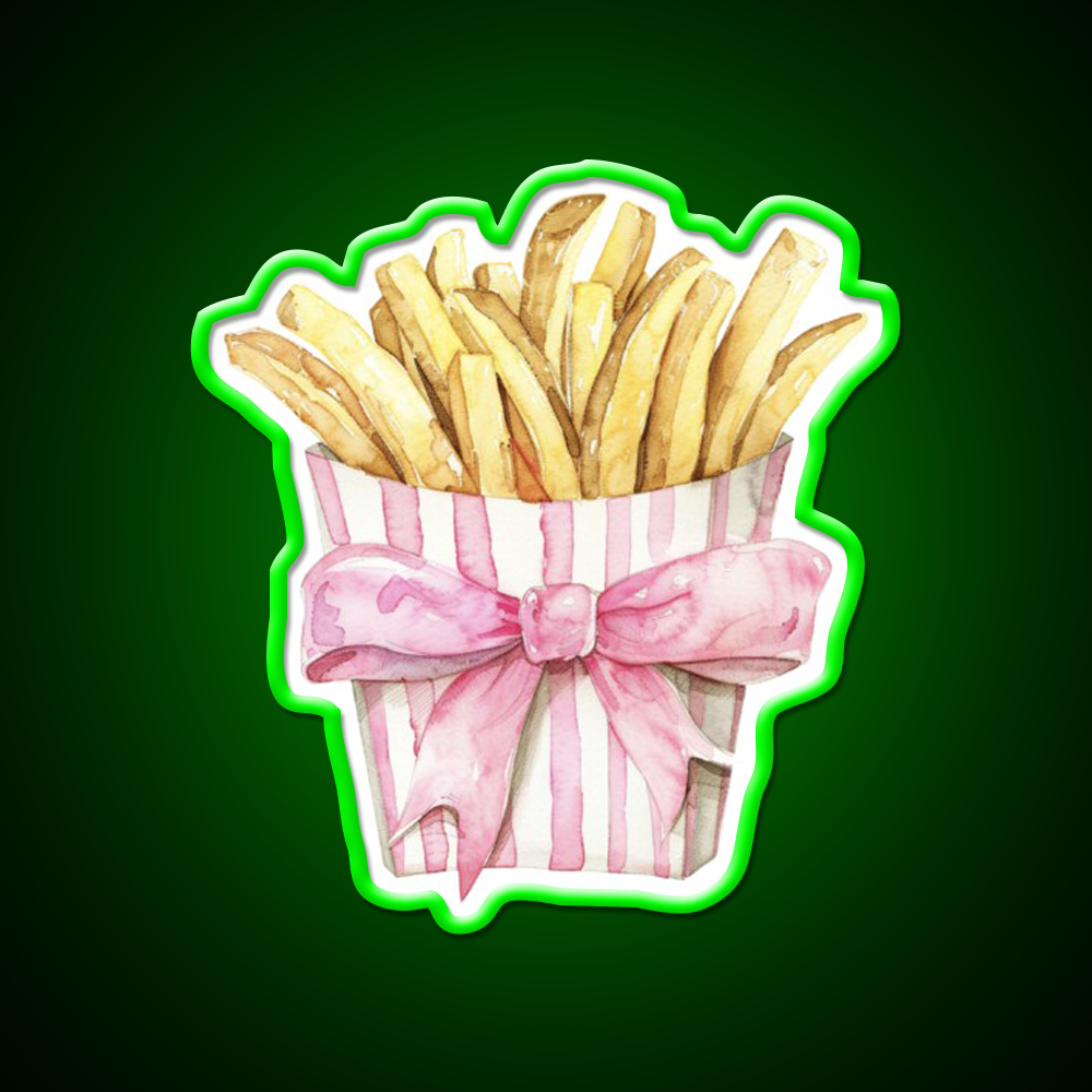 Boujee French Fries Coquette Fast Food Led Neon Sign For Burger Place Rgb Color