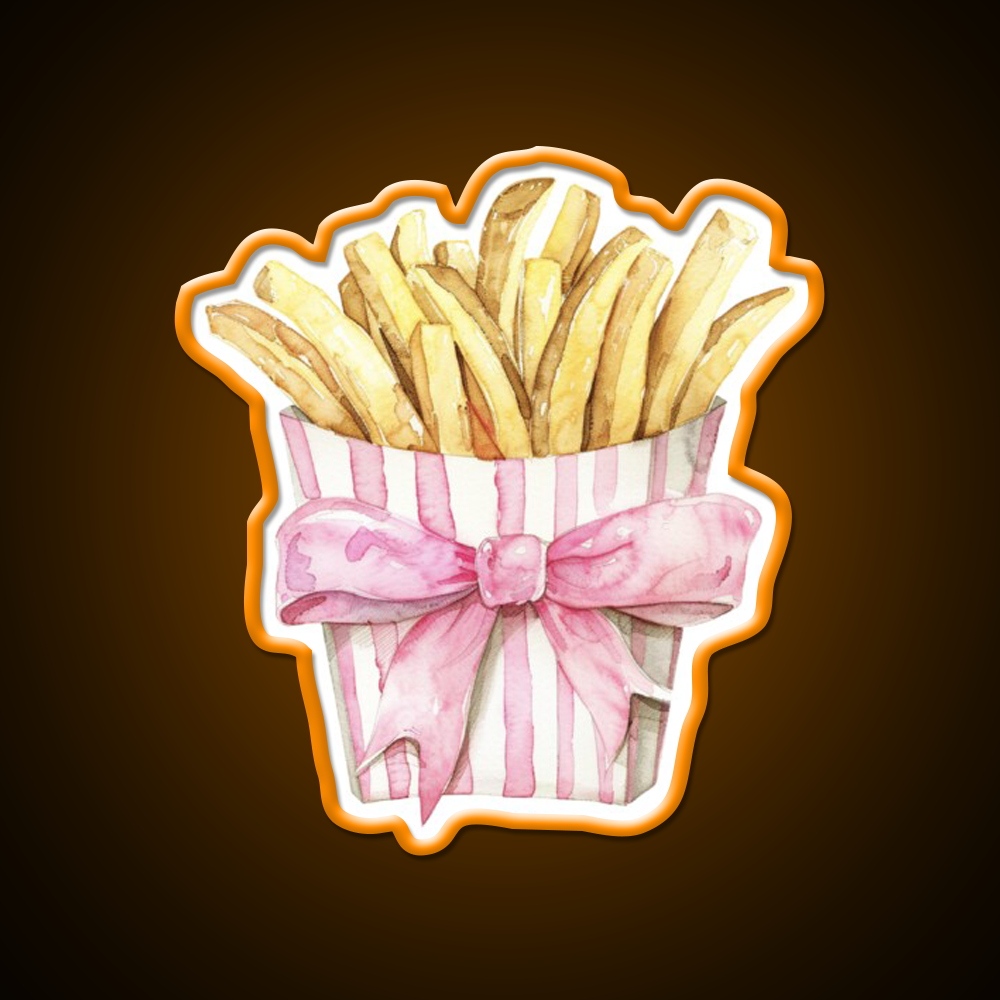 Boujee French Fries Coquette Fast Food Led Neon Sign For Burger Place Rgb Color