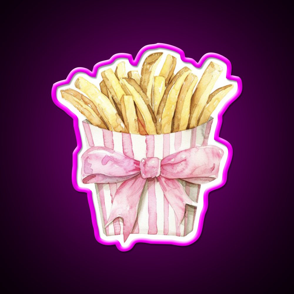 Boujee French Fries Coquette Fast Food Led Neon Sign For Burger Place Rgb Color