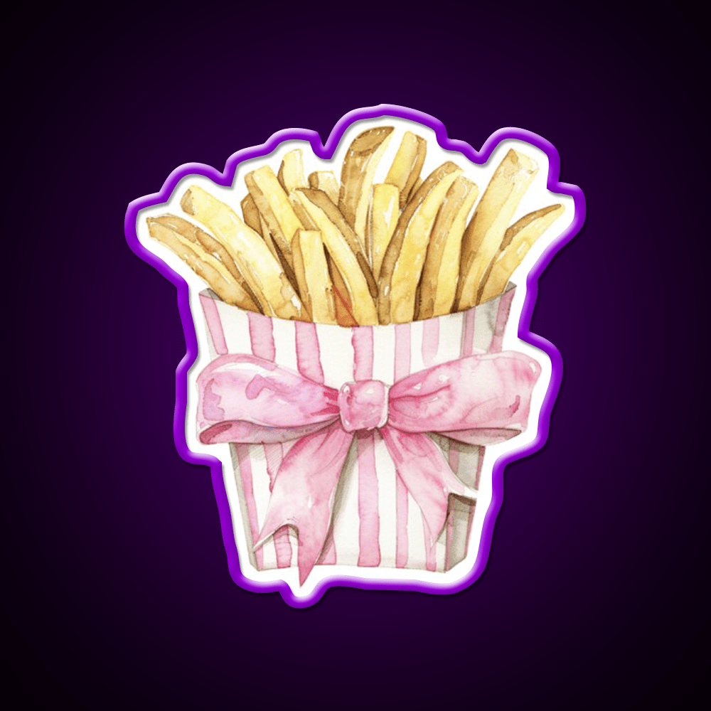 Boujee French Fries Coquette Fast Food Led Neon Sign For Burger Place Rgb Color - Shineneon