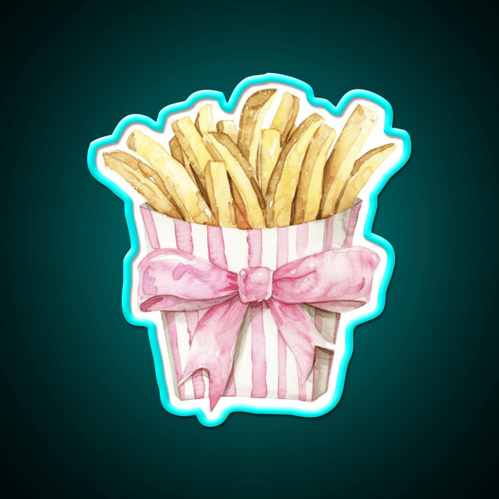 Boujee French Fries Coquette Fast Food Led Neon Sign For Burger Place Rgb Color - Shineneon