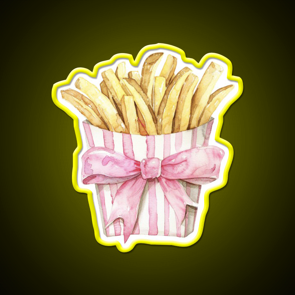 Boujee French Fries Coquette Fast Food Led Neon Sign For Burger Place Rgb Color