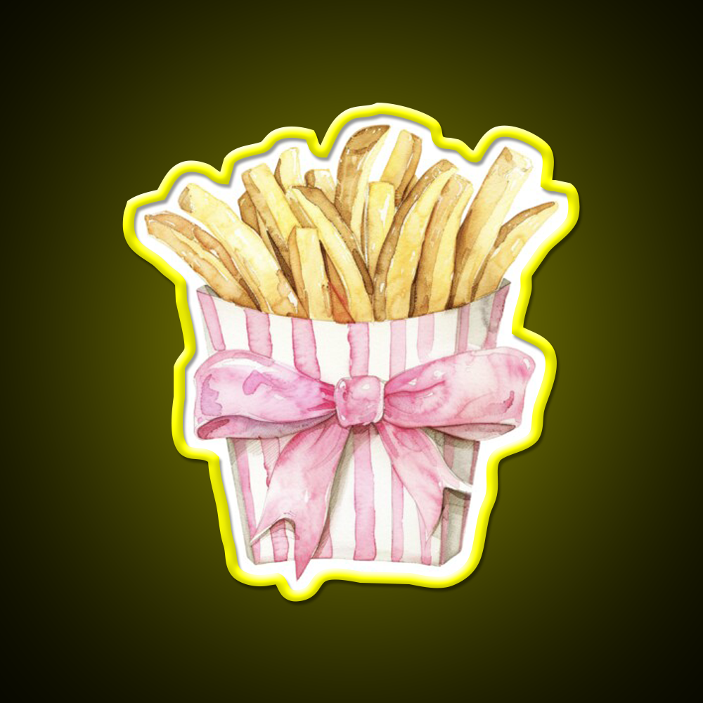 Boujee French Fries Coquette Fast Food Led Neon Sign For Burger Place Rgb Color