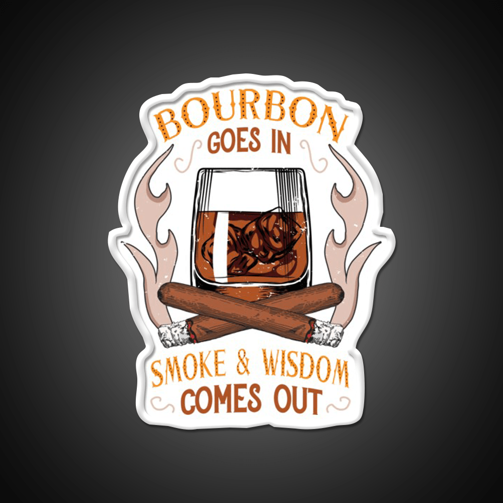Bourbon And Cigars Quote Vintage Art Whiskey Drink Bar Led Neon Sign Rgb Color - Shineneon