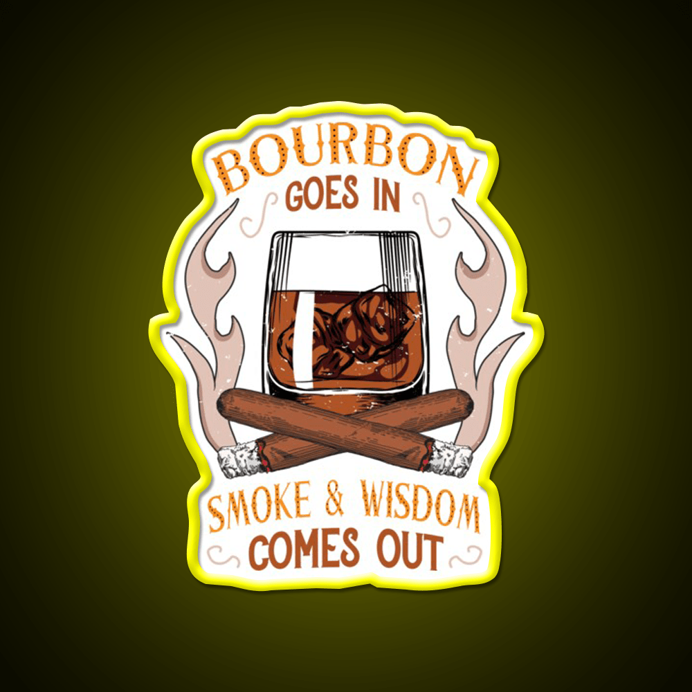 Bourbon And Cigars Quote Vintage Art Whiskey Drink Bar Led Neon Sign Rgb Color - Shineneon