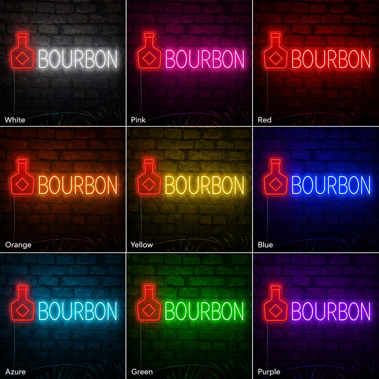 Bourbon Bar Neon Sign LED Neon Sign color grid